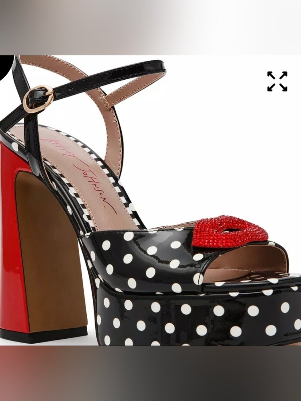 Betsey Johnson Pin Up Girl Retro Heels Sandals Lip Motif Polka Dots Colorblock 9
